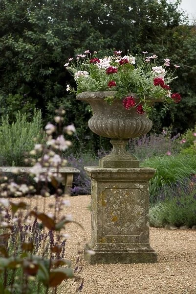 Stone urn with flowers
