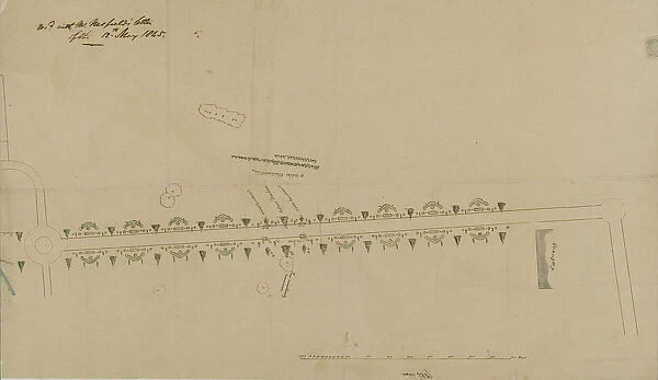 William Andrews Nesfields plan of the Broadwalk at Royal Botanic Gardens, Kew