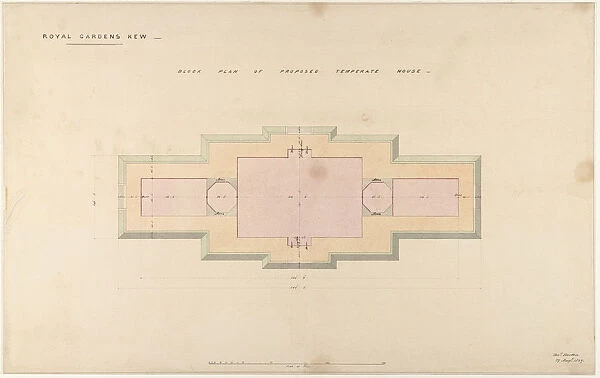 Block plan of proposed Temperate House, 1859