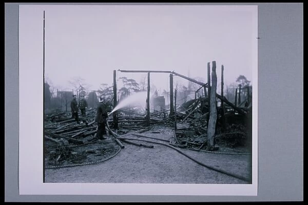 Burnt remains of the Refreshment Pavilion, Kew Gardens, 1913