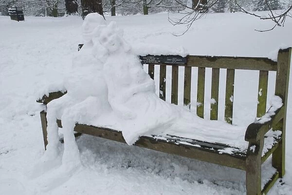 snow couple. a snow sculpture