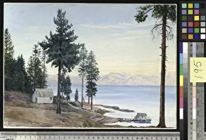 Marianne North Gallery: 195. A View of Lake Tahoe and Nevada Mountaina, California