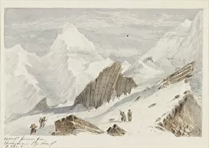 Walter Hood Fitch Gallery: 24, 000ft Junnoo from Choonjerma Pass, 16, 000ft. East Nepal, 1854