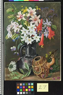 White Collection: 27. Chilian Lilies and other Flowers in Black Jug and ornamented