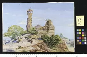 Marianne North Collection: 272. Jain Tower and Temple at Chittore, India