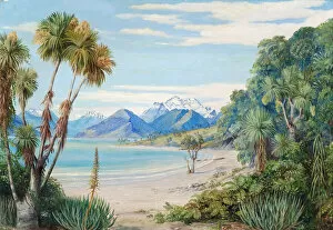 New Zealand Gallery: 723. View of Mount Earnshaw from the Island in Lake Wakatipe, New Zealand