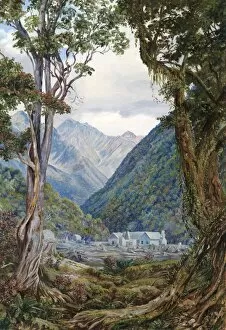Marianne North Gallery: 731. Entrance to the Otira Gorge, New Zealand
