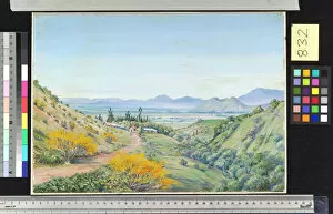 Marianne North Collection: 832. Distant View of Santiago, Chili, from Apoquindo