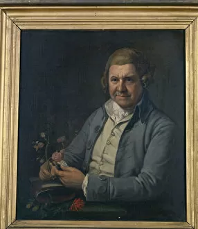 Portraits Gallery: Portrait of William Aiton (1731-1793), holding a plant (Aitonia)