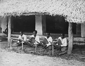 Workers Gallery: Preparing cinnamon quills for drying, Sri lanka, 1880 s