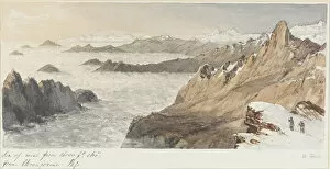Watercolour Collection: Sea of mist from 16, 000ft elevation, from Choonjerma Pass, 1854